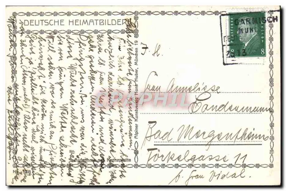 Zugspitze und Waxenstein — Alpes bavaroises — H. Huber, n° 178 - Verso