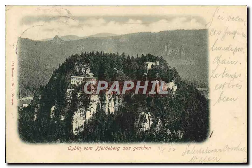Oybin gezien vanaf de Pferdeberg — uitgever Hermann Seeh, Nürnberg — n° 153 - Voorkant