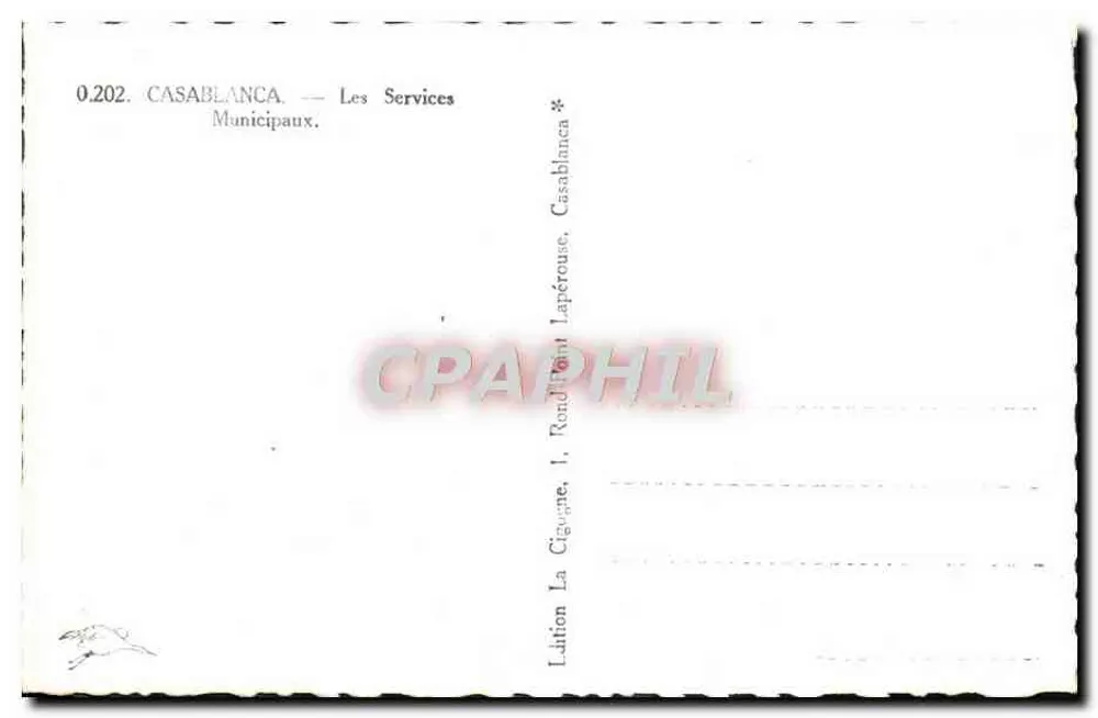 Casablanca — Os Serviços Municipais — Editor Lapérouse, n° 0.202 - Verso