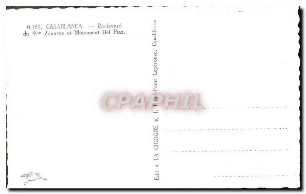 Casablanca — Boulevard des Zouaves und Denkmal Del Piaz - Rückseite