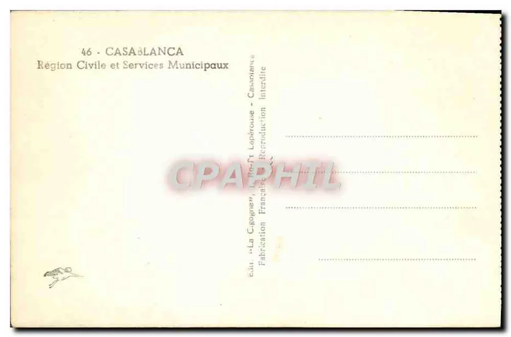 Casablanca — Luftbild der Stadt und des Rathauses — éd. La Cogney, Casablanca - Rückseite