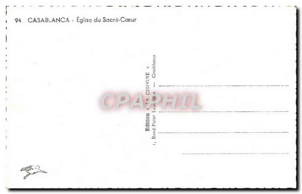 Casablanca — Igreja do Sagrado Coração — Edição « LA GIGOGNE » - Verso