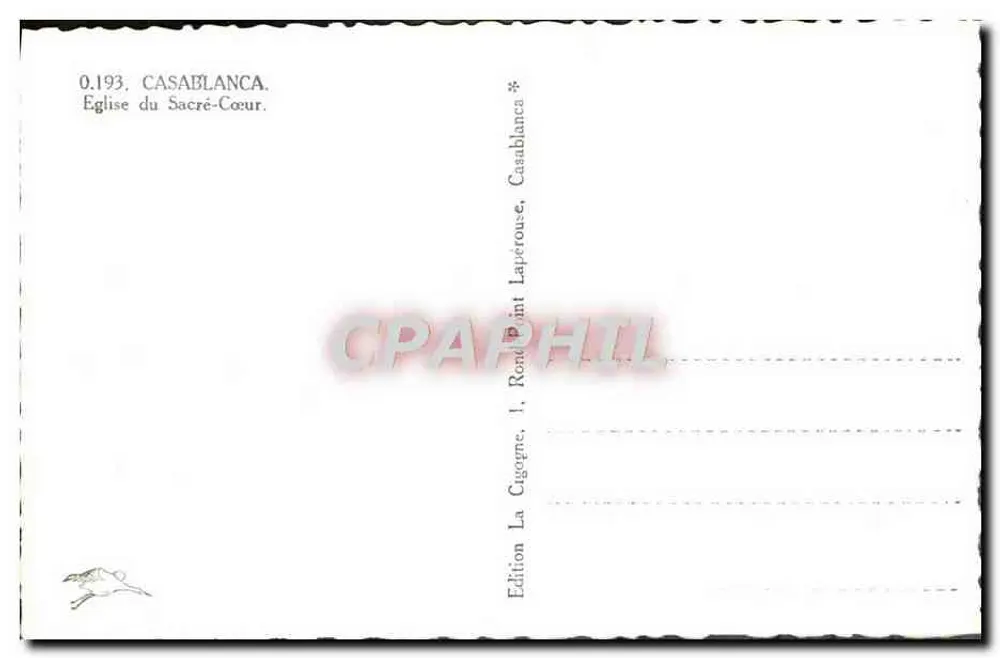 Kirche des Heiligen Herzens — Casablanca — Édition La Cigogne, Casablanca - Rückseite