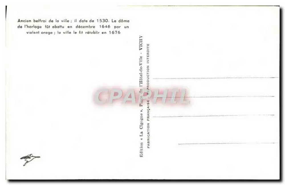 Riom — A Torre da Hora — Edição La Cigogne - Verso