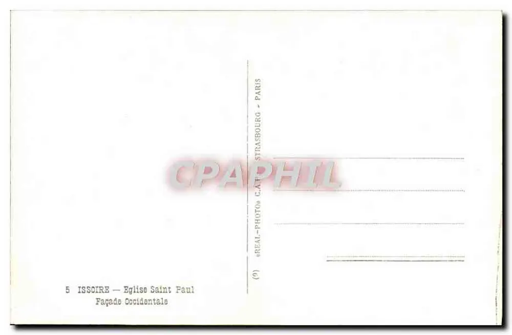 Issoire — Igreja de São Paulo — Fachaça Ocidental — CPAPHIL - Paris - Verso