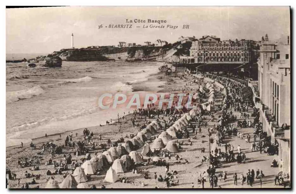 La Côte Basque — Blarritz — La Grande Plage — Bloo frères, editores, Bordeaux - Frente