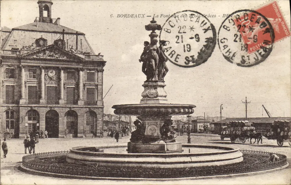 Bordeaux — Fontaine des Trois-Grâces — B.P. 6 - Vorderseite