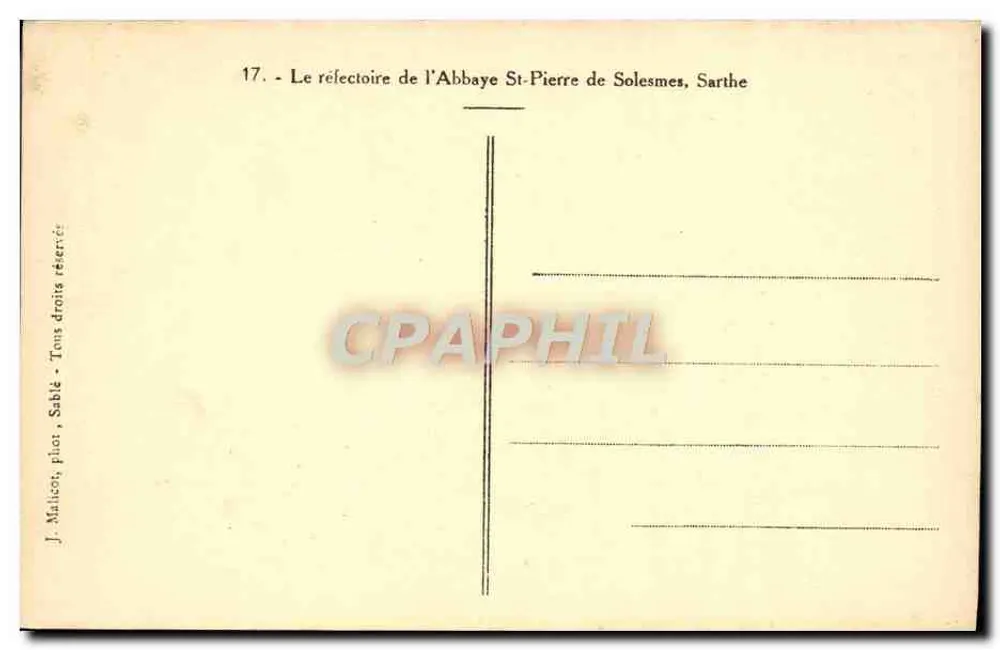 Der Refektorium der Abtei St-Pierre de Solesmes, Sarthe — J. Maillecon, n°17 - Rückseite