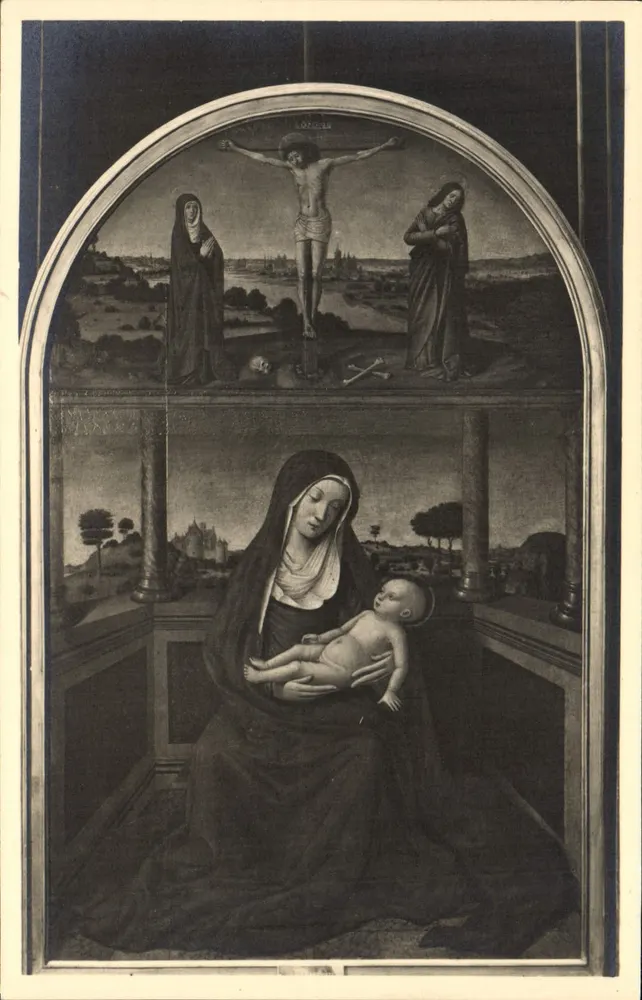 Virgem com o Menino — Painel central do triptyque de Jean Bourdichon (1457-1521) — Éditions A. NOËR, Paris - Frente