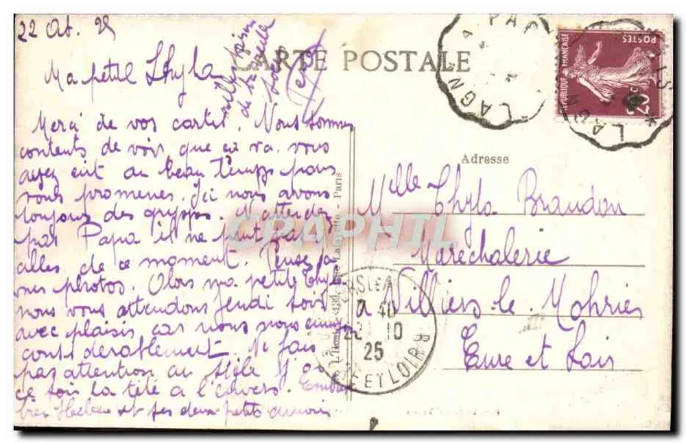 Chelles (S.-et-M.) — O Pequeno Braço da Marne nas Ilhas Mortas — editor Henri Rasse, Paris - Verso