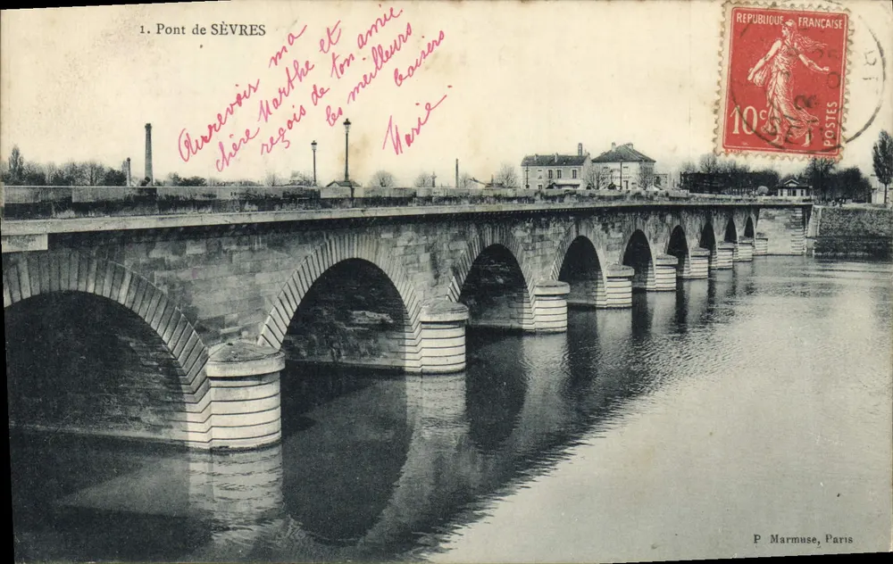 Ponte de SÈVRES — vista do ponte sobre a Sena — editor P. Marmuse, Paris - Frente