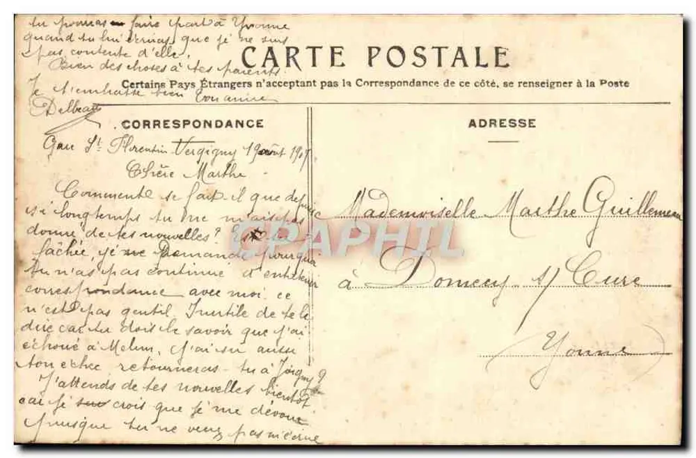 Fontainebleau — Eingang zur Grande Rue — L. D. Fontainebleau, n°42 - Rückseite