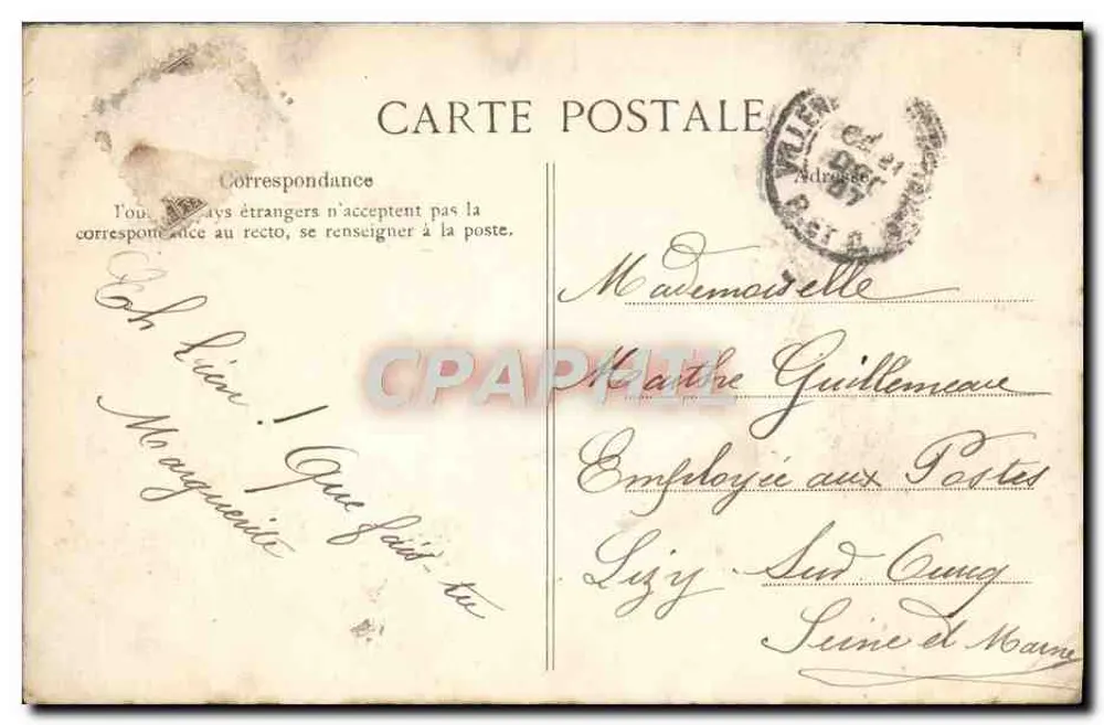 Villeneuve-Saint-Georges — Eingang der Rue de Paris — B. B. M. n°45 - Rückseite