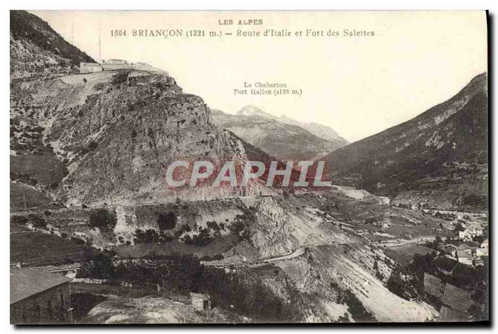 Die Alpen — BRIANÇON (1321 m.) — Route d'Italie und Fort des Salètes — Le Chaberton (1193 m.) - Vorderseite