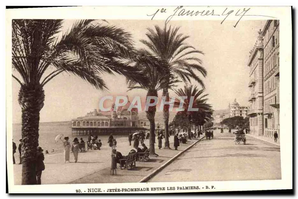 Nice - Jetée-Promenade entre les palmiers — B.P. n° 90 - Frente