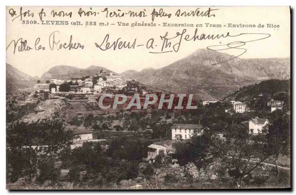 Levens (alt. 583 m.) — Vista geral — Excursão em Tram — Entorno de Nice — Editor: Levens-a-Théchanne - Frente