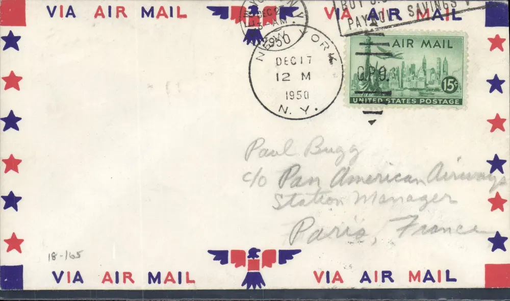 New York — Luftpost nach Paris — Pan American Airways - Vorderseite