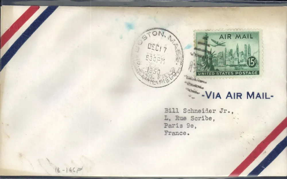 Boston, Massachusetts — Luftpost nach Paris — US-Postgebühr - Vorderseite