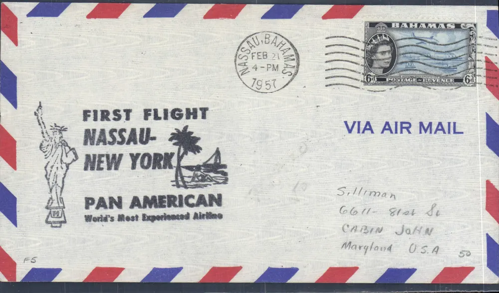 Erster Flug Nassau-New York — Pan American — Nassau, Bahamas, 21. Februar 1957 - Vorderseite