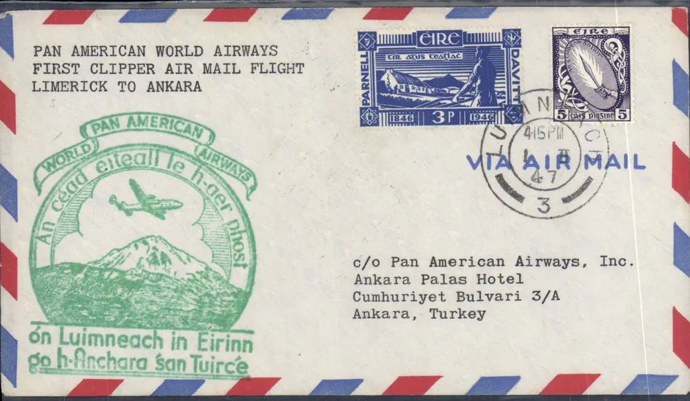 Erster Luftflug der Pan American World Airways Limerick-Ankara — Verlag: Pan American Airways, Inc. (Rückseite) - Vorderseite