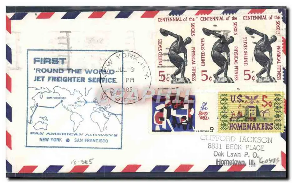 Erster Jet-Service um die Welt — Pan American Airways — New York - Vorderseite