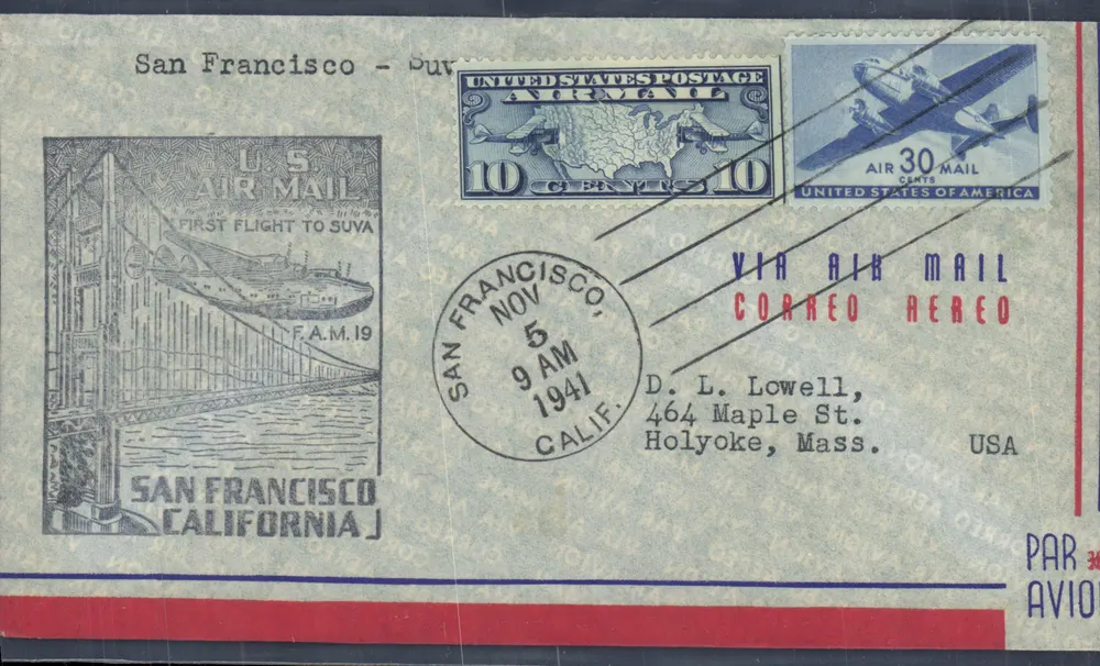 Erster Flug San Francisco - Suva — U.S. Air Mail, Sonderausgabe - Vorderseite