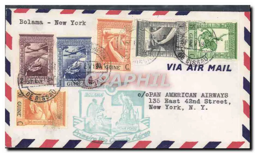Bolama - New York — Portugiesische Luftpost — Stempel und Poststempel aus Bissau - Vorderseite