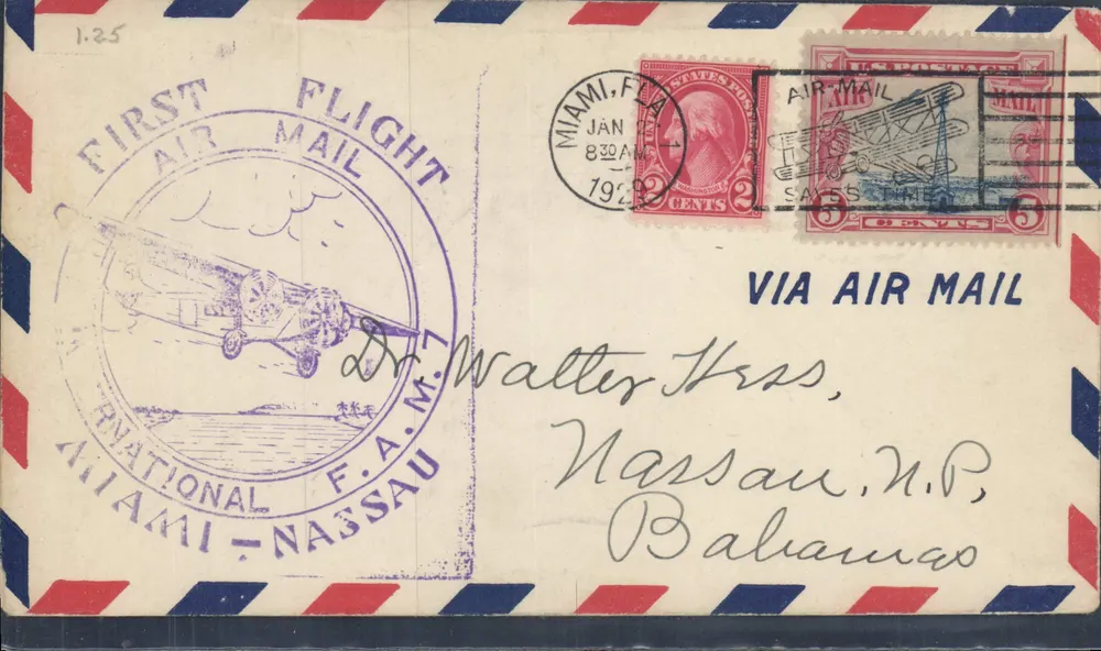Erster Flug Miami - Nassau — F.A.M. — 1925 - Vorderseite