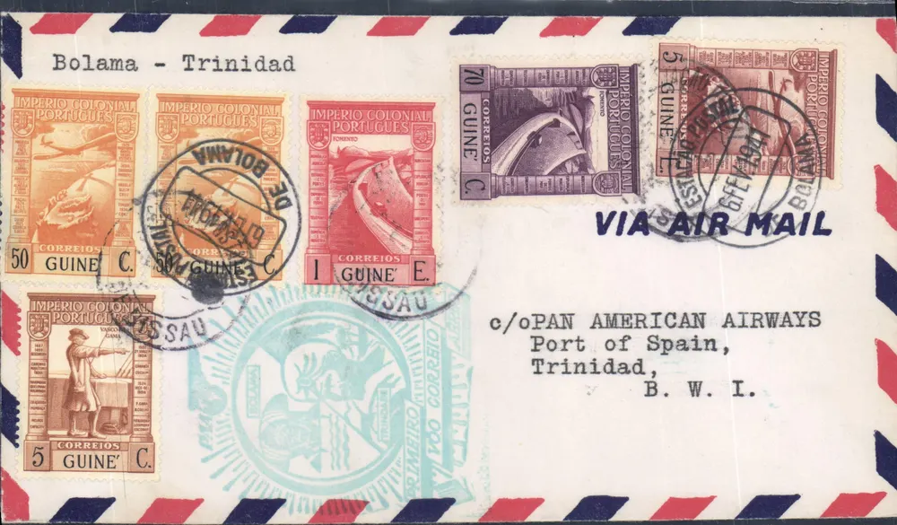 Bolama - Trinidad — Portugiesische Kolonial-Luftpost — Briefmarken und Versandstempel - Vorderseite