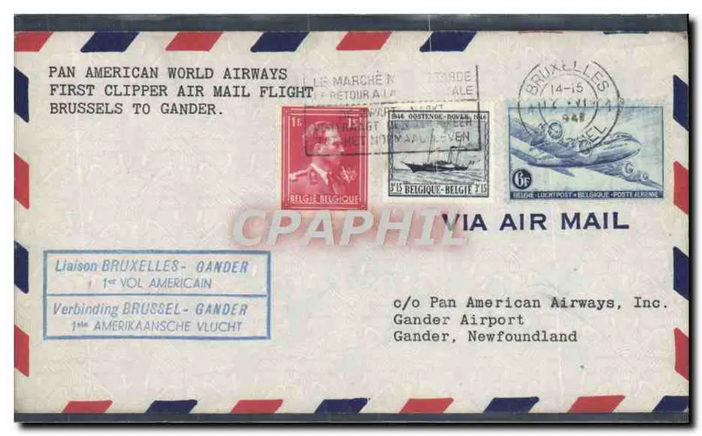 Erster Flug der Pan American World Airways Brussels-Gander — Brüssel, 14.-15. November 1946 - Vorderseite