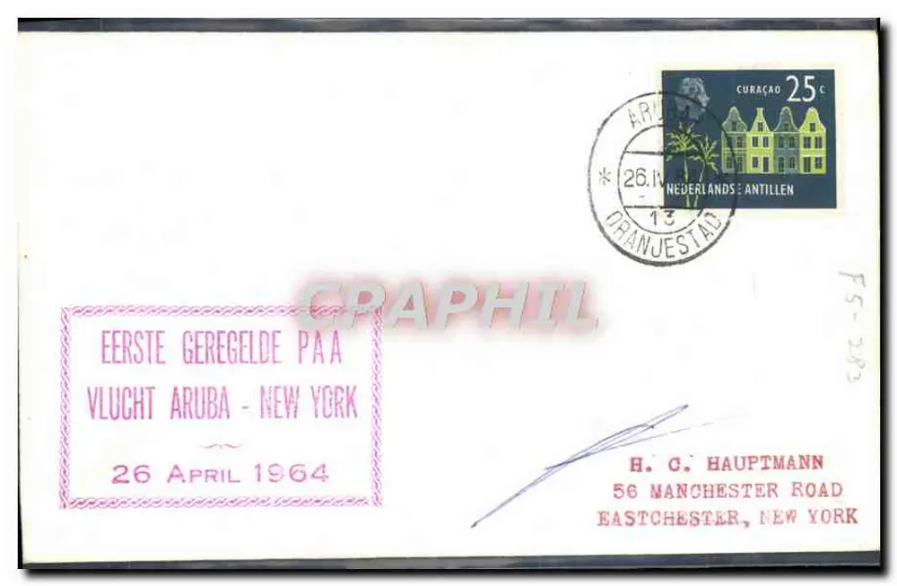 Erste Luftverbindung Aruba - New York — Curaçao, 26. April 1964 — unbekannter Verlag, Seriennummer FS-283 - Vorderseite