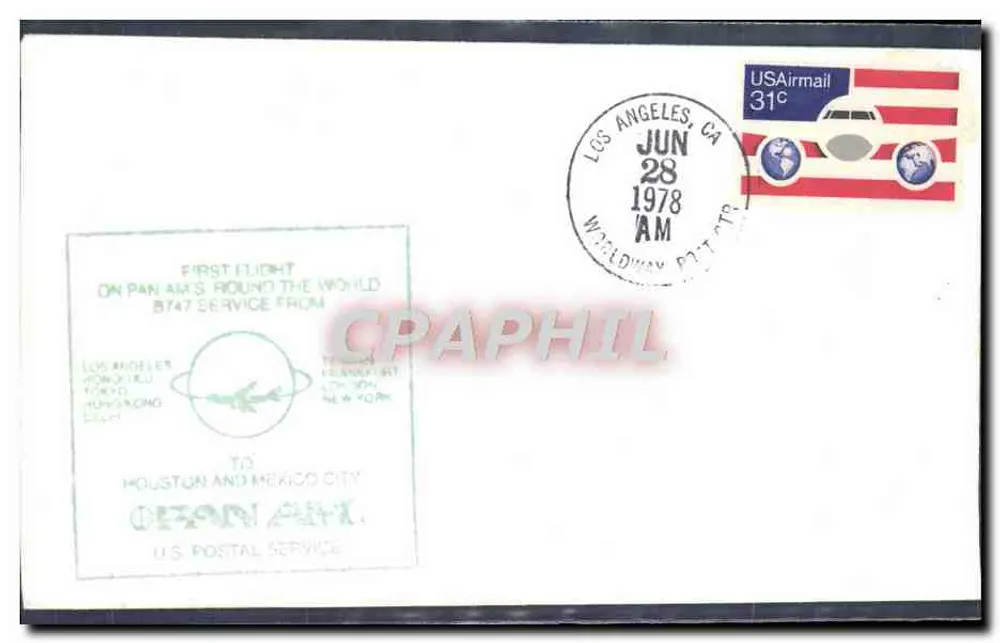 Erster Pan Am-Flug um die Welt — B747-Dienst — Los Angeles, CA — 28. Juni 1978 - Vorderseite