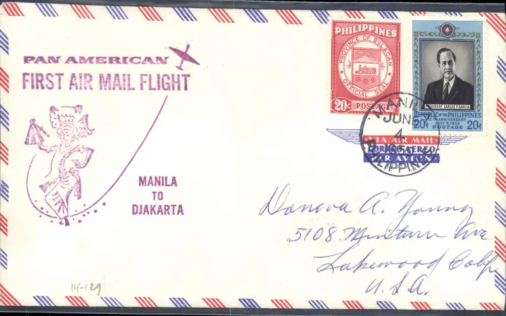 Erster Flug der Pan American Airline — Manila nach Jakarta — Philippinen - Vorderseite