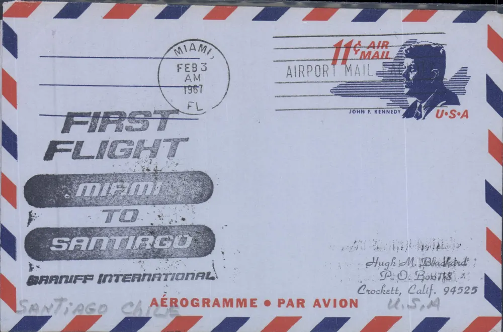 Erster Flug von Miami nach Santiago — Miami, Florida — 3. Februar 1967 — 11¢ Air Mail John F. Kennedy - Vorderseite