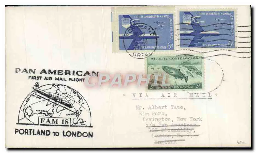 Portland nach London — Erster Pan Am-Flug — FAM 18 — Verlag: Pan American - Vorderseite