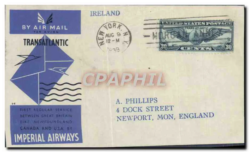Transatlantischer Luftdienst — Imperial Airways — Irland - Vorderseite