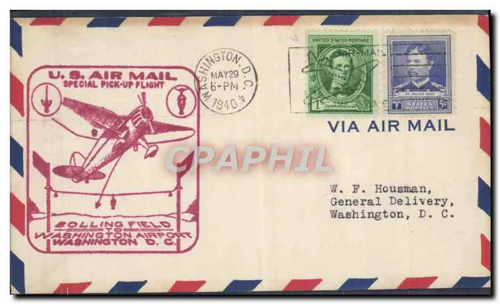 Bolling Field — Washington D.C. — U.S. Air Mail Special Pick-Up Flight - Vorderseite