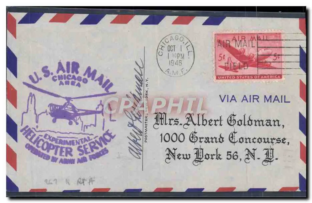 Chicago - Experimenteller Luftpostversand mit Hubschrauber — U.S. Air Mail Chicago Area - Vorderseite