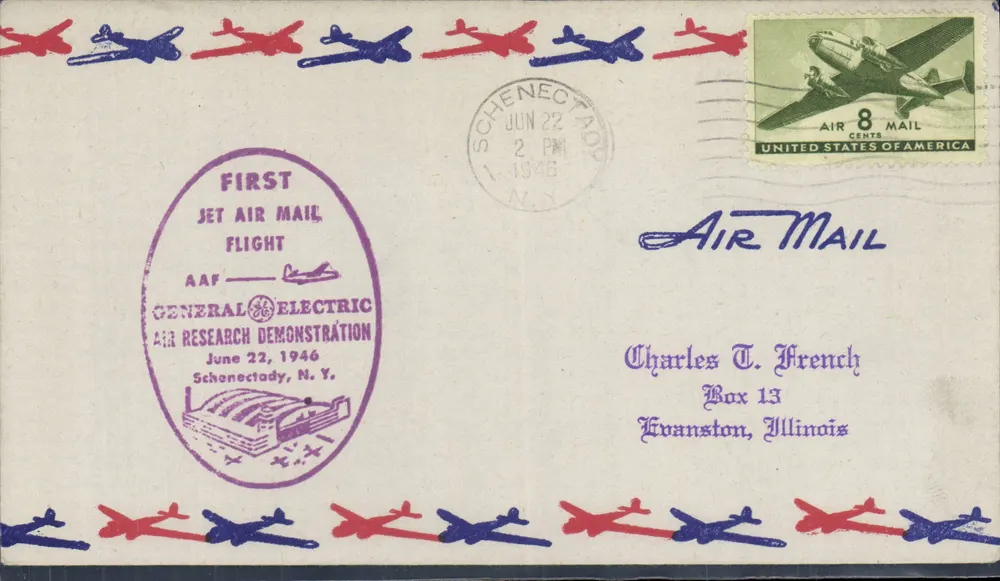Erster Jet-Mail-Flug — Demonstration General Electric — Schenectady, N.Y. — 22. Juni 1946 - Vorderseite