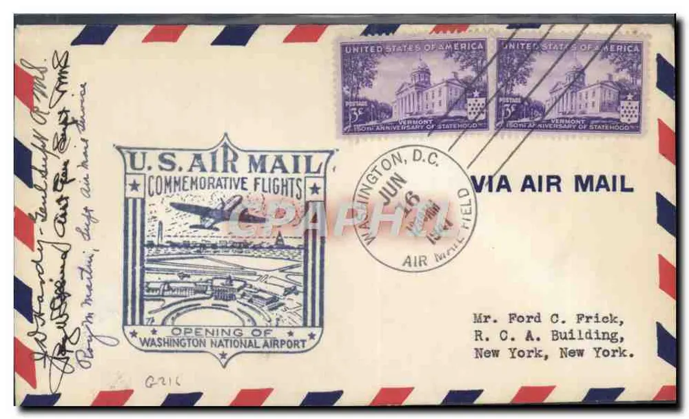 Eröffnung des Washington National Airport — U.S. Air Mail Gedenkflüge — Washington, D.C. - Vorderseite