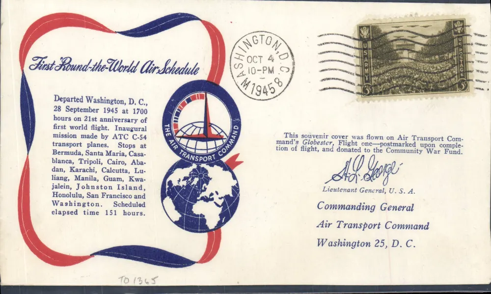 Erster Flug um die Welt — Air Transport Command — Washington D.C. - Vorderseite