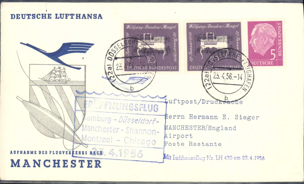 Manchester — Beginn des Luftverkehrs — Deutsche Lufthansa - Vorderseite