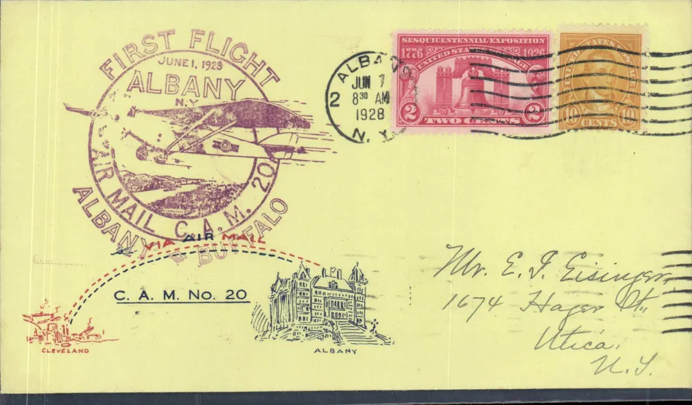 Erster Flug Albany-Buffalo — Sesquicentennial-Ausstellung 1926 — C.A.M. Nr. 20 - Vorderseite