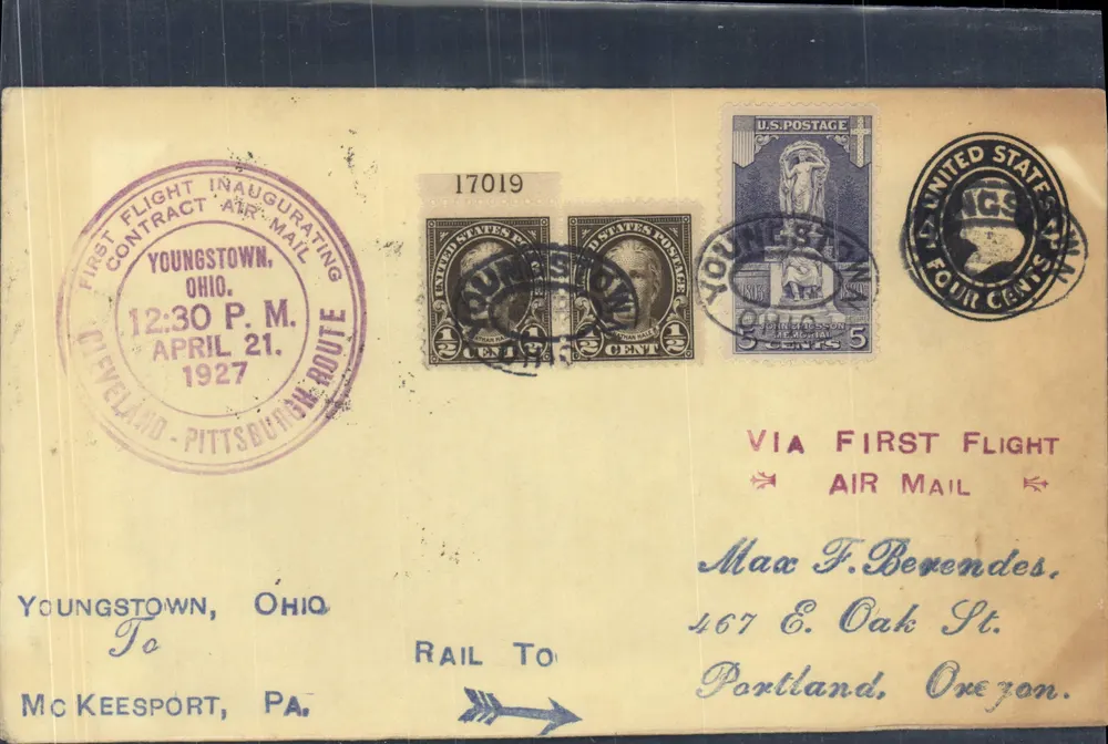 Youngstown, Ohio — Eröffnung der ersten Cleveland-Pittsburgh Luftverbindung — United States Briefmarken - Vorderseite