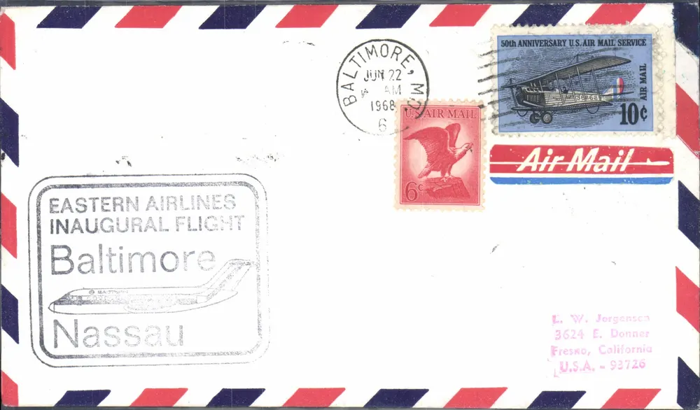 Eastern Airlines — Inaugural Flight Baltimore Nassau — Baltimore, Maryland - Recto