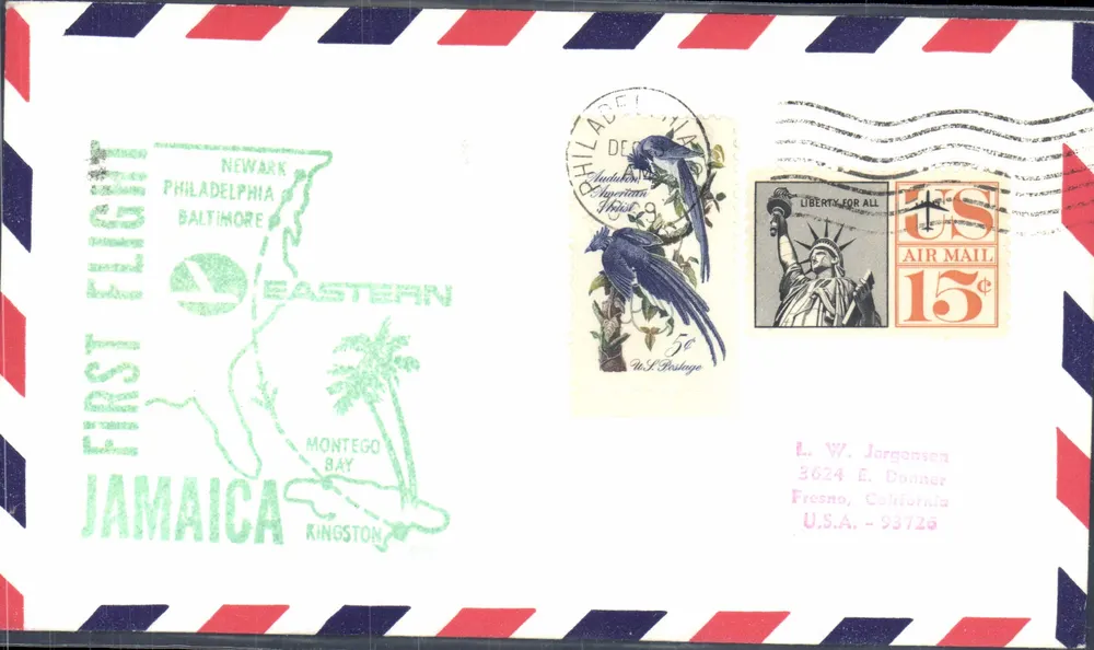 Erster Flug Philadelphia - Montego Bay — Eastern Airlines — unbekannter Verlag, Seriennummer nicht sichtbar - Vorderseite