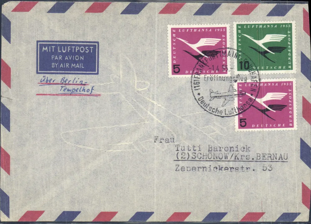 Berlin-Tempelhof — Aéropostale Lufthansa 1955 — Verlag Lufthansa - Vorderseite