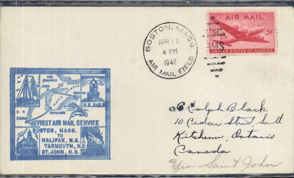 Erster Luftdienst Boston - Halifax — United States Air Mail Field, Boston, Mass. — 5c - Vorderseite