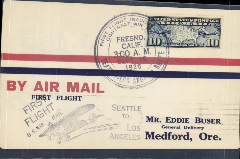 Erster Flug — Fresno, Kalifornien — U.S. Air Mail - Vorderseite