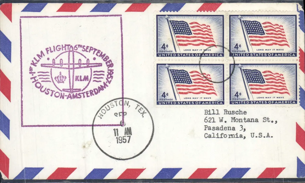 KLM Flug 6 - Houston-Amsterdam - 11 Uhr AM 1957 — KLM - Vorderseite